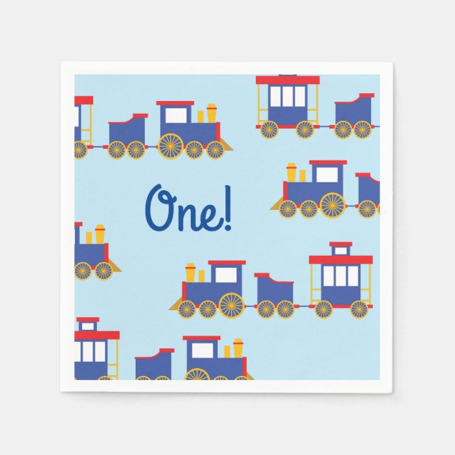 Servilleta De Papel Tema del Fiesta del primer cumpleaños de Train Cut (Anverso)
