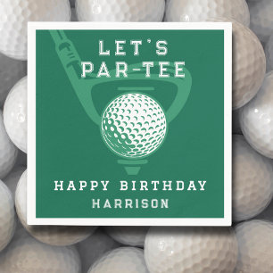 Servilleta De Papel Tema del golf Fiesta de cumpleaños nombre verde mo