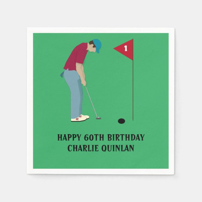 Servilleta De Papel Tema del golf verde de hierba (Anverso)