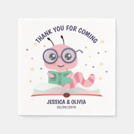 Servilleta De Papel Tema del gusano de biblioteca rosado