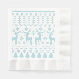 Servilleta De Papel Tema del invierno del Arte Popular Azul Ártico