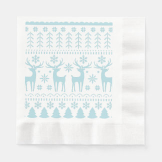 Servilleta De Papel Tema del invierno del Arte Popular Azul Ártico