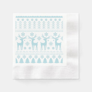 Servilleta De Papel Tema del invierno del Arte Popular Azul Ártico