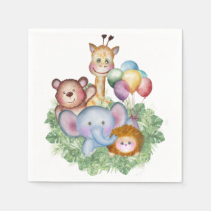 Servilleta De Papel tema del tren de animales de la jungla