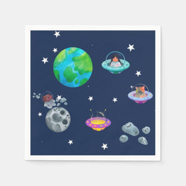 Servilleta De Papel Tema espacial - Niños (Anverso)