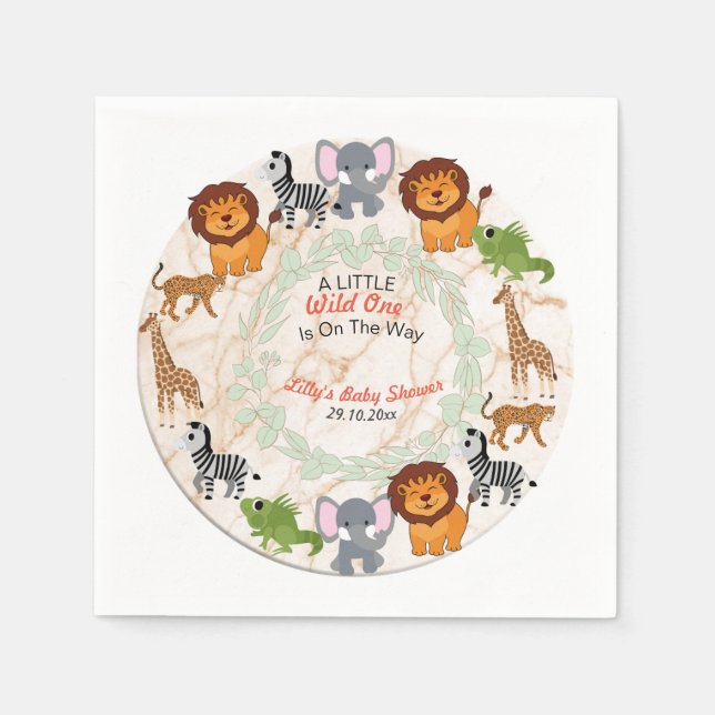 Servilleta De Papel Tema forestal: En las salvajes servilletas de Baby (Anverso)