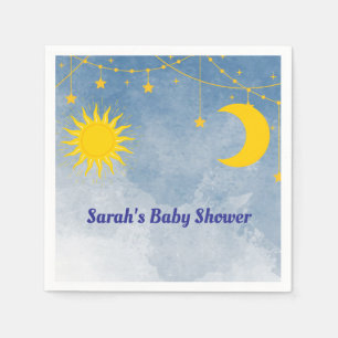 Servilleta De Papel Tema gemelo del Sol Baby Shower y la Luna