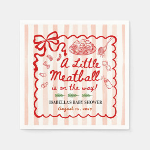 Servilleta De Papel Tema Italiano para Baby Shower con Lazo Rojo