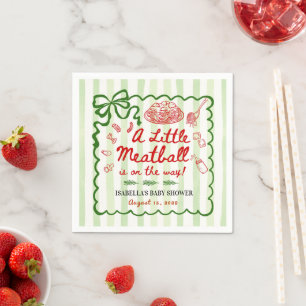 Servilleta De Papel Tema Italiano para Baby Shower Lazo Verde