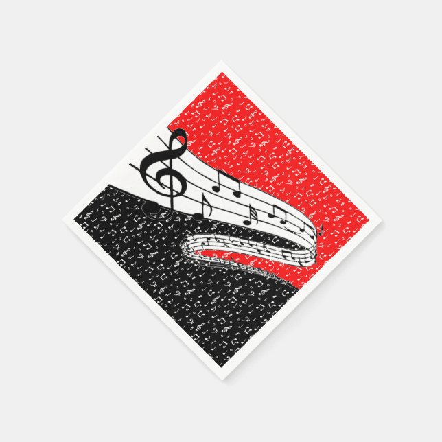 Servilleta De Papel Tema musical rojo y negro (Borde)