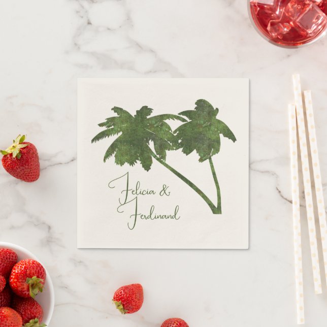 Servilleta De Papel Tema personalizado de playa tropical con palmeras (In situ)