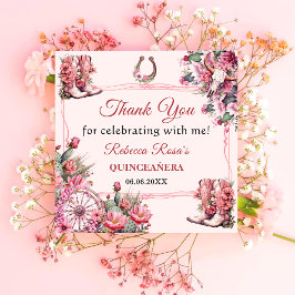 Servilleta De Papel Tema quinceanera del Boho Rústico Rosa