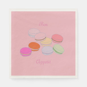 Servilleta De Papel Tema Rosa París Francia Macaron Bon Appetit