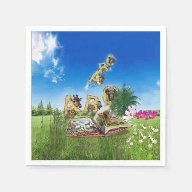 Servilleta De Papel Temas del alfabeto de la capital ABC. (Anverso)