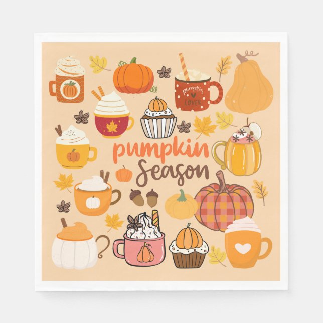 Servilleta De Papel Temporada de calabaza picada (Anverso)