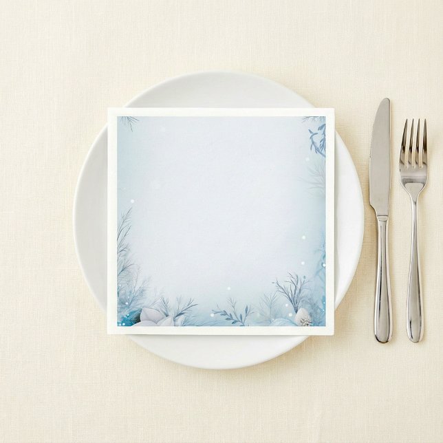 Servilleta De Papel Temporada de invierno fiesta helado y nevado (Winter party holiday season icy and snowy napkins.)