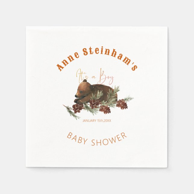 Servilleta De Papel Temporada de invierno Sencillo Bear Ducha (Anverso)