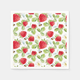 Servilleta De Papel Tendencia de acuarela prado fresa baby shower