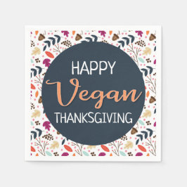 Servilleta De Papel Tener un texto vegetariano de naranja floral azul 