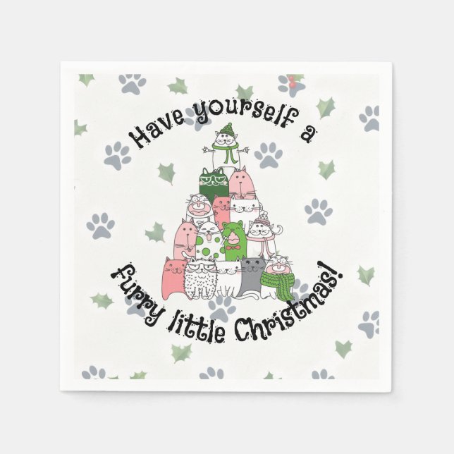 Servilleta De Papel Tenga una Navidad peluda (Anverso)