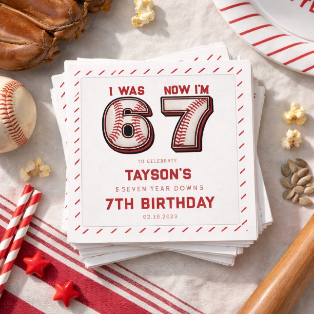 Servilleta De Papel Tenía 6, Ahora Tengo 7 – Cumpleaños de Béisbol 7 (I Was 6, Now I’m 7 – Baseball 7th Birthday Napkins
)