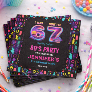 Servilleta De Papel Tenía 6 Ahora Tengo 7 Retro Neón Cumpleaños 7 Para
