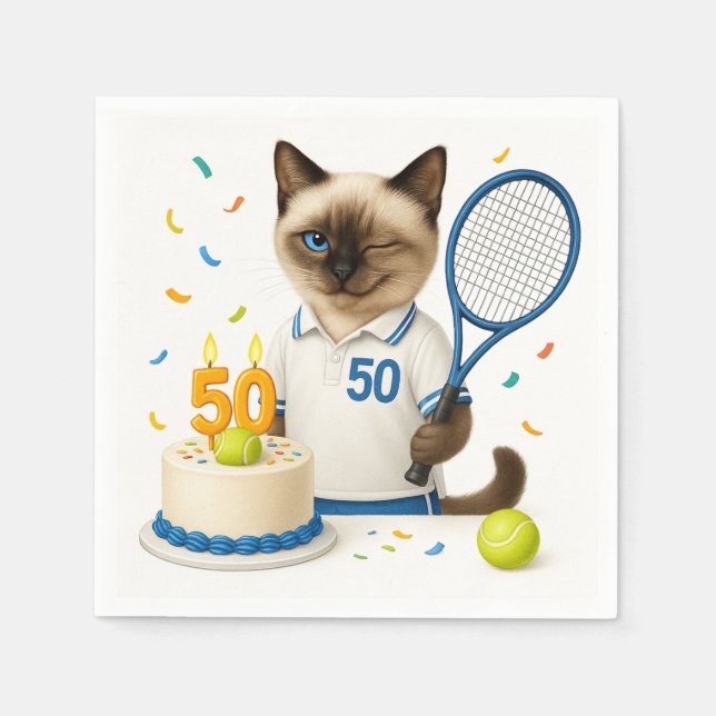 Servilleta De Papel Tenis 50 años para los amantes del gato (Anverso)