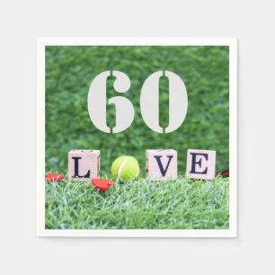 Servilleta De Papel Tenis 60.ª pelota de tenis de cumpleaños y amor po