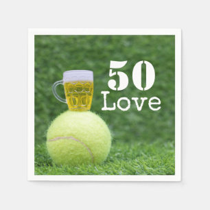 Servilleta De Papel Tenis Cumpleaños 50  pelota de tenis y número amor