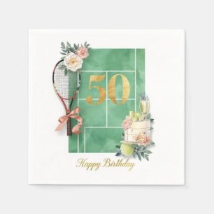 Servilleta De Papel Tenis cumpleaños 50 raqueta de pelota de tenis