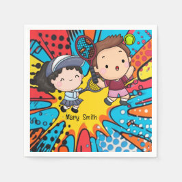 Servilleta De Papel Tenis Kid Birthday Party Resumen Antecedentes