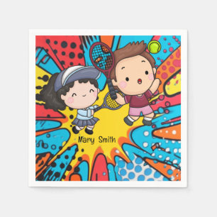 Servilleta De Papel Tenis Kid Birthday Party Resumen Antecedentes