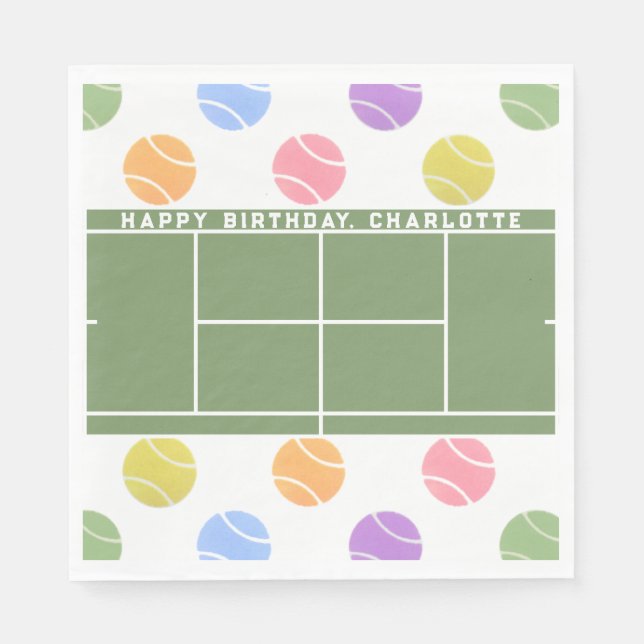 Servilleta De Papel Tenis Personalizado Cumpleaños (Anverso)