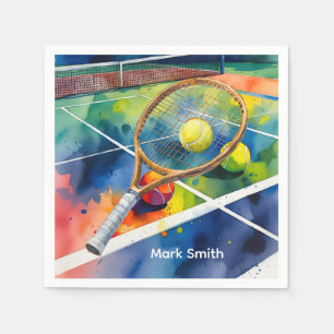 Servilleta De Papel Tenis Racket y Ball on Court Gracias fiesta