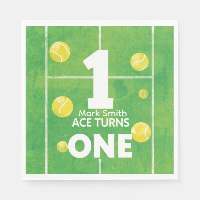 Servilleta De Papel Tennis 1st Birthday on court (Anverso)