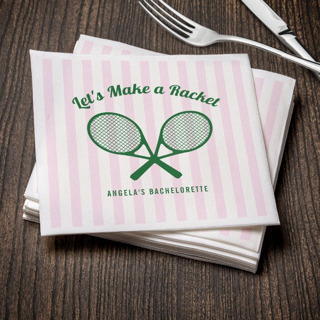 Servilleta De Papel Tennis Bachelorette Party Make a Racket Striped (Tennis Bachelorette Party Make a Racket Striped Napkins
)