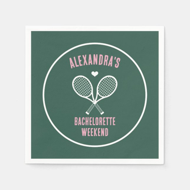 Servilleta De Papel Tennis Bachelorette party preppy green (Anverso)
