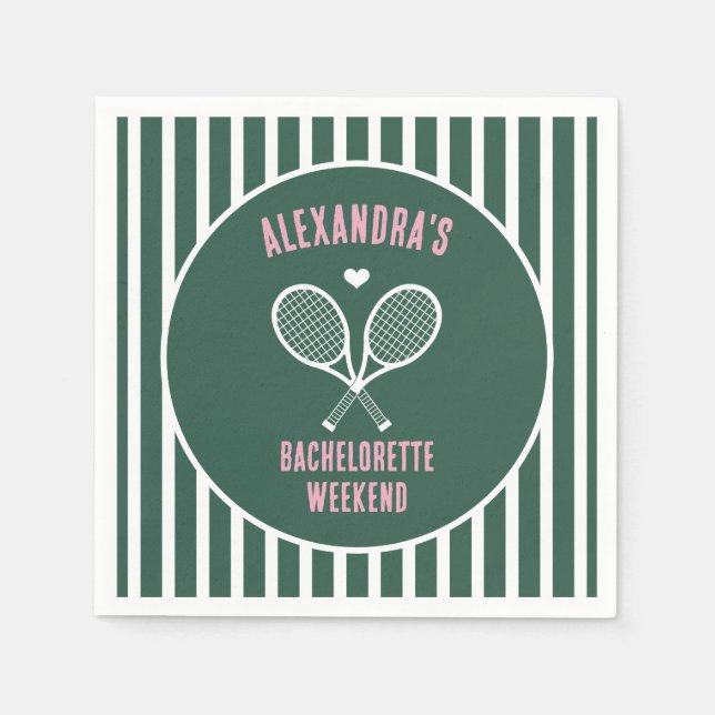Servilleta De Papel Tennis Bachelorette party preppy green (Anverso)