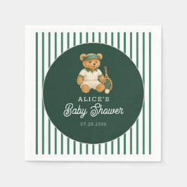 Servilleta De Papel Tennis Preppy Bear Green Baby Shower