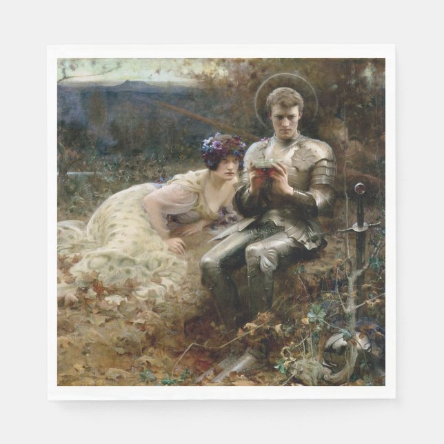 Servilleta De Papel Tentación de Sir Percival (caballero medieval) (Anverso)