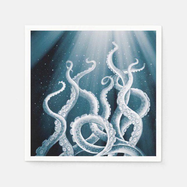 Servilleta De Papel Tentacles Galaxia Blue Moon Rays (Anverso)