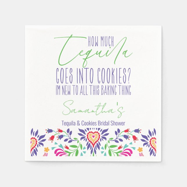 Servilleta De Papel Tequila & Cookies Clase Baking Bridal Shower Fiest (Anverso)