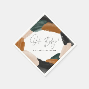 Servilleta De Papel Teracota verde abstracta acuarela ducha de bebé