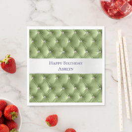 Servilleta De Papel Terciopelo Falso Verde Sage Glamour de Lujo