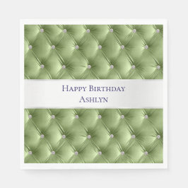Servilleta De Papel Terciopelo Falso Verde Sage Glamour de Lujo