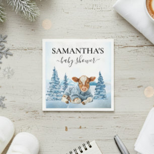 Servilleta De Papel Ternera Becerra Navidad Invierno Granja