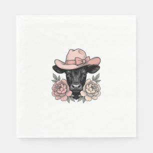 Servilleta De Papel Ternera vaquera rosa con peonías vector vintage_1