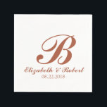 Servilleta De Papel Terracota Boda blanco Monograma Napkins<br><div class="desc">Toallas personalizadas de papel monograma para bodas y eventos relacionados. Personalice este elegante accesorio de boda con los nombres de la novia y del novio,  la fecha del boda,  la inicial o cualquier cosa que desee. Sencillo y elegante guión de Terracotta sobre fondo blanco.</div>