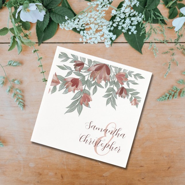 Servilleta De Papel Terracota floral rústica y Boda de follaje (Subido por el creador)