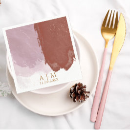 Servilleta De Papel Terracota Lavender Monograma Boda acuarela